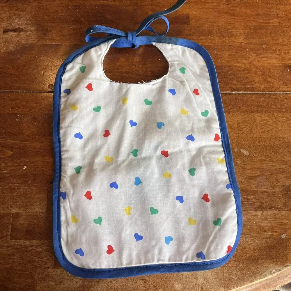 Paddington Bear Baby Bibs Quilted Tie Closure Lot Handmade 2 Unfinished Neckline